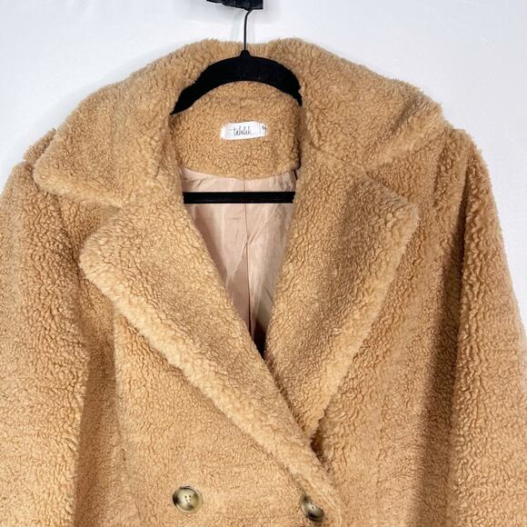 Talulah S/M Tan Camel Max Oversized Teddy Coat Double Breasted Cozy Warm Soft - Picture 3 of 12